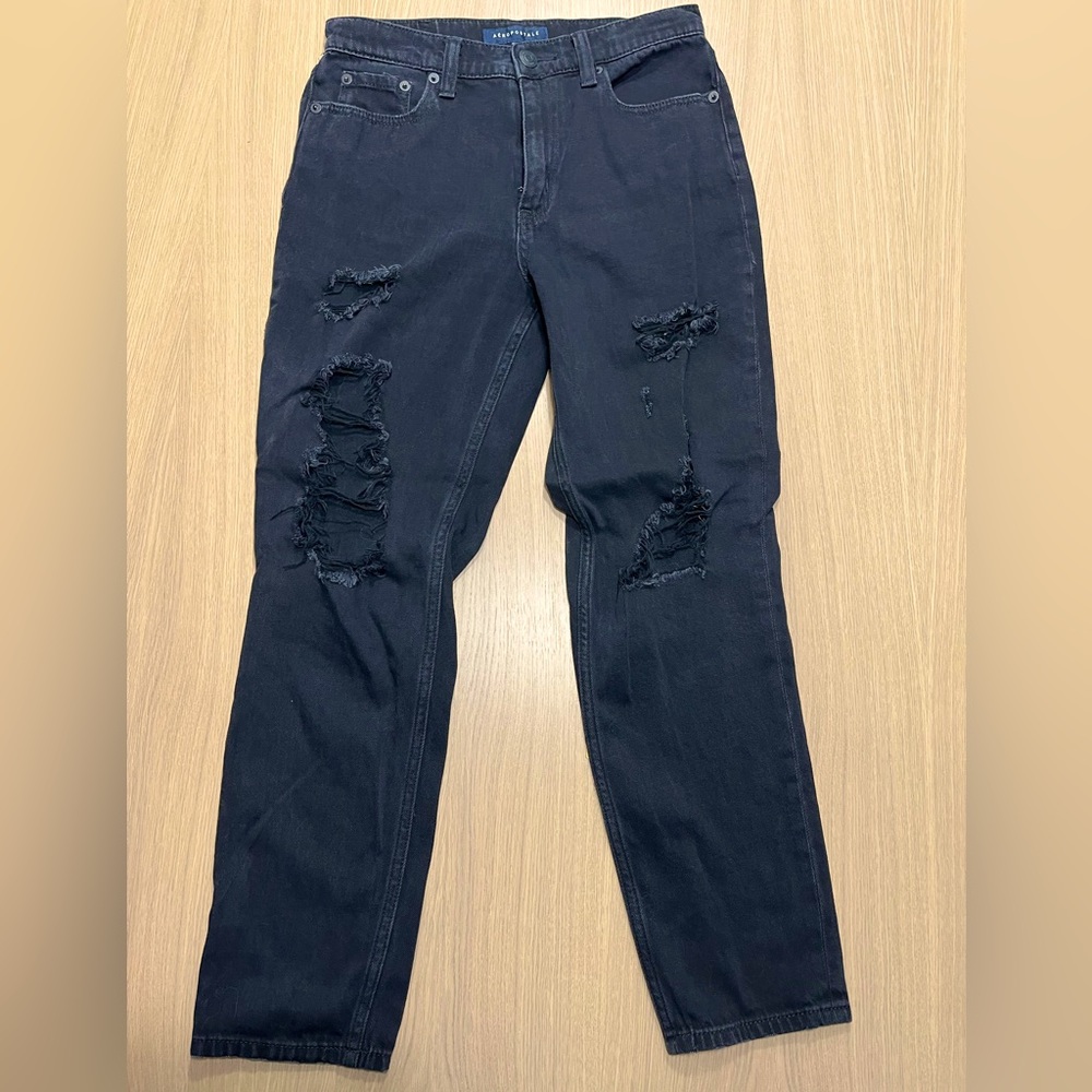 Aeropostale Mom Jean distressed black size 2